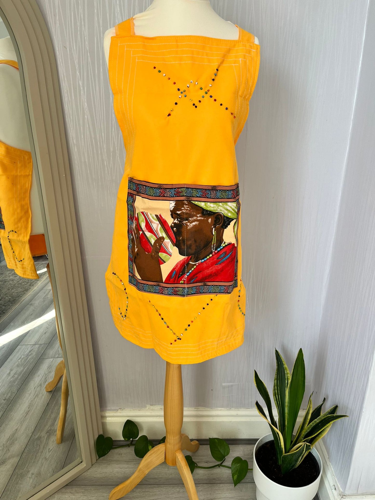 Yellow Ubuntu Beaded Apron
