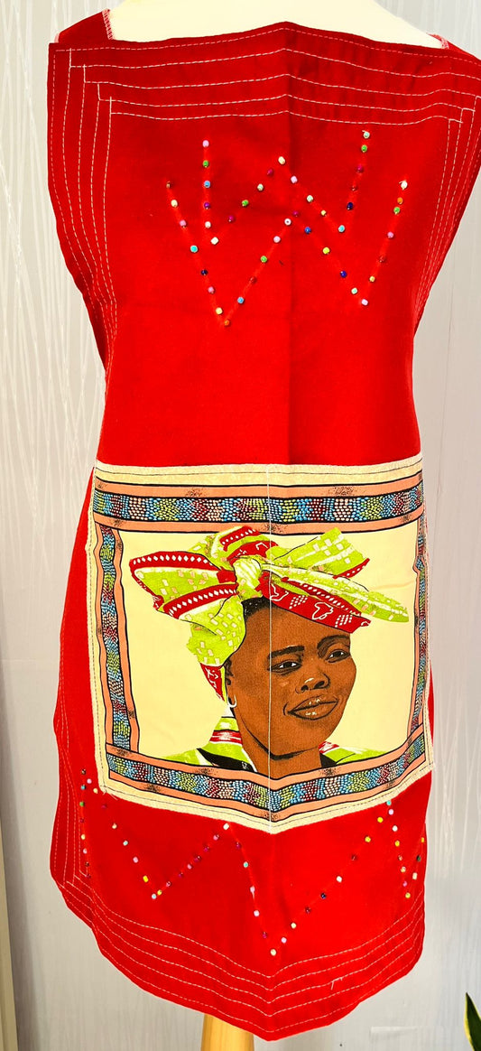 Red Ubuntu Beaded Apron