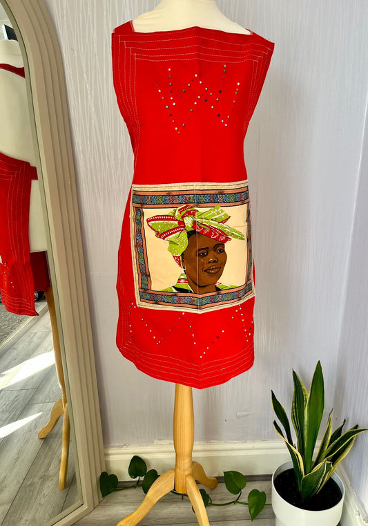 Red Ubuntu Beaded Apron