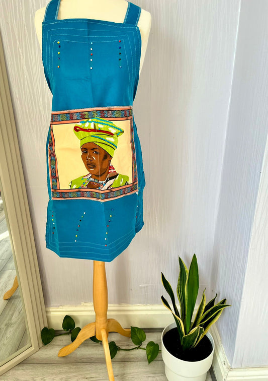Blue Ubuntu Beaded Apron