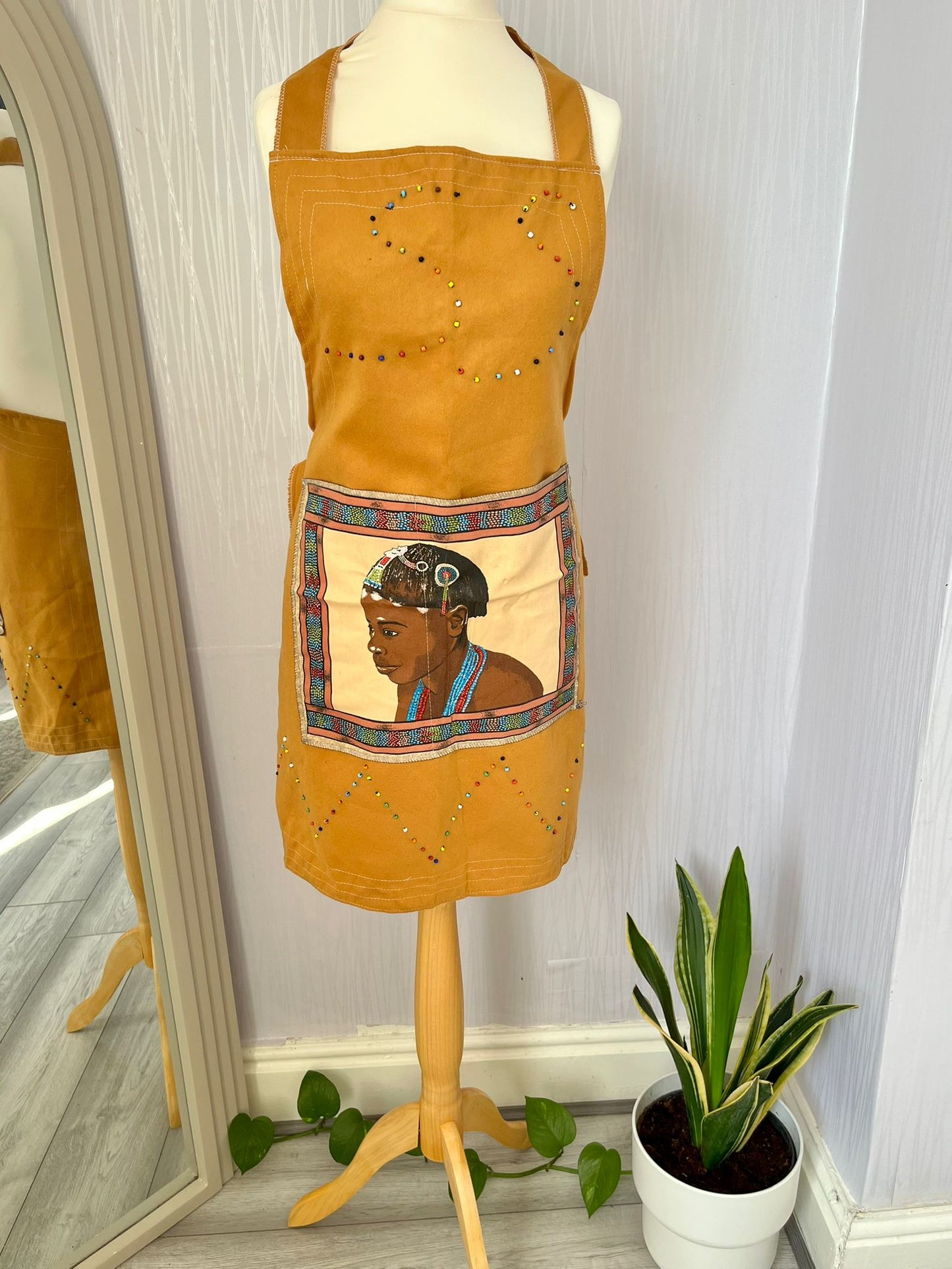 Mustard Ubuntu Beaded Apron