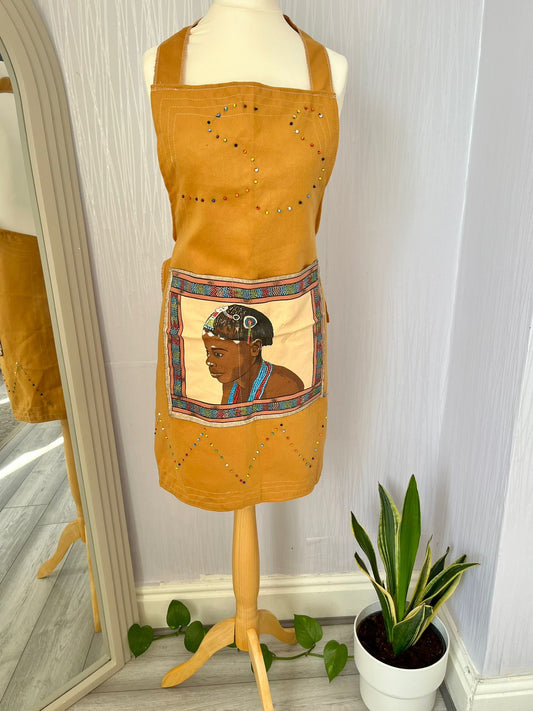 Mustard Ubuntu Beaded Apron