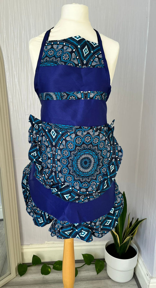Royal Blue Ruffle Apron
