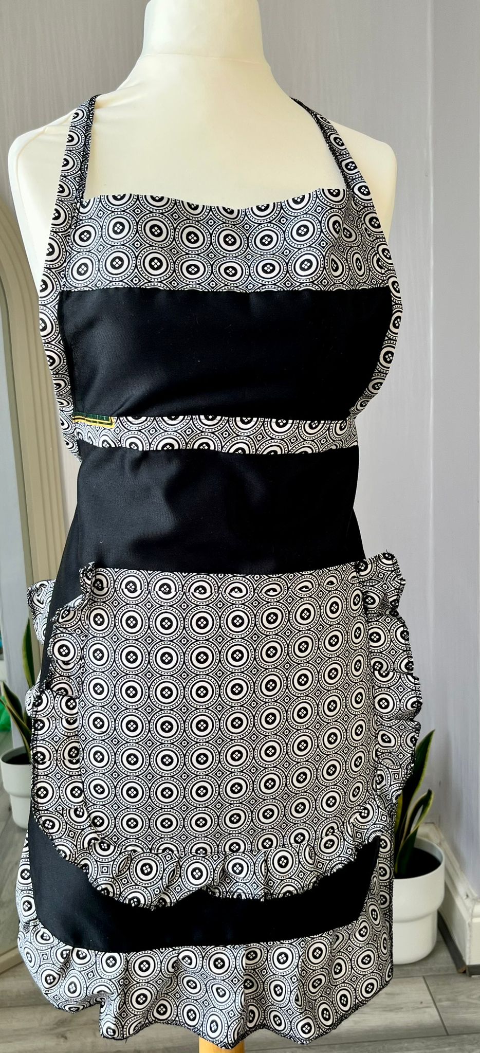 Monochrome Black & White Ruffle Apron