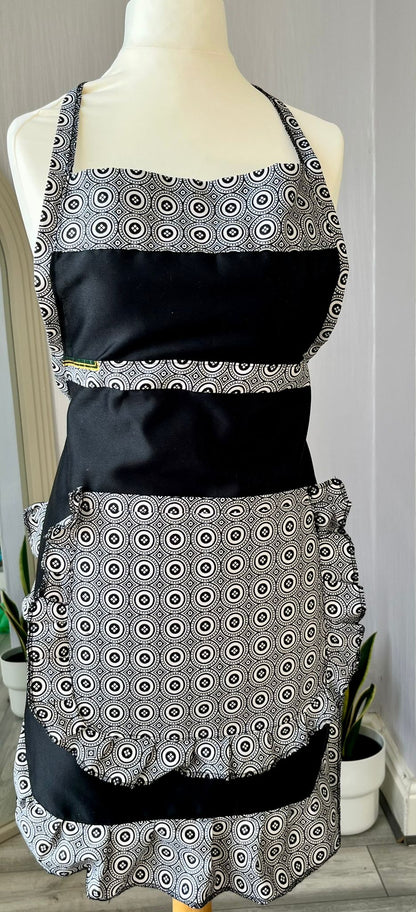 Monochrome Black & White Ruffle Apron
