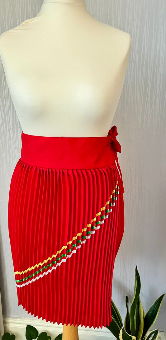 Heritage Red Traditional Pleated Skirt