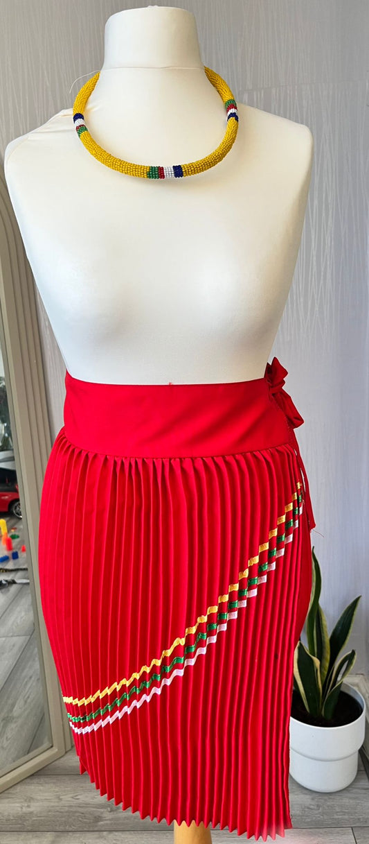 Royal Red Traditional Pleated Skirt