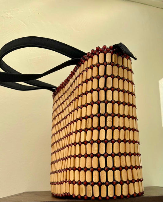 Brown Heritage Beaded Handbag