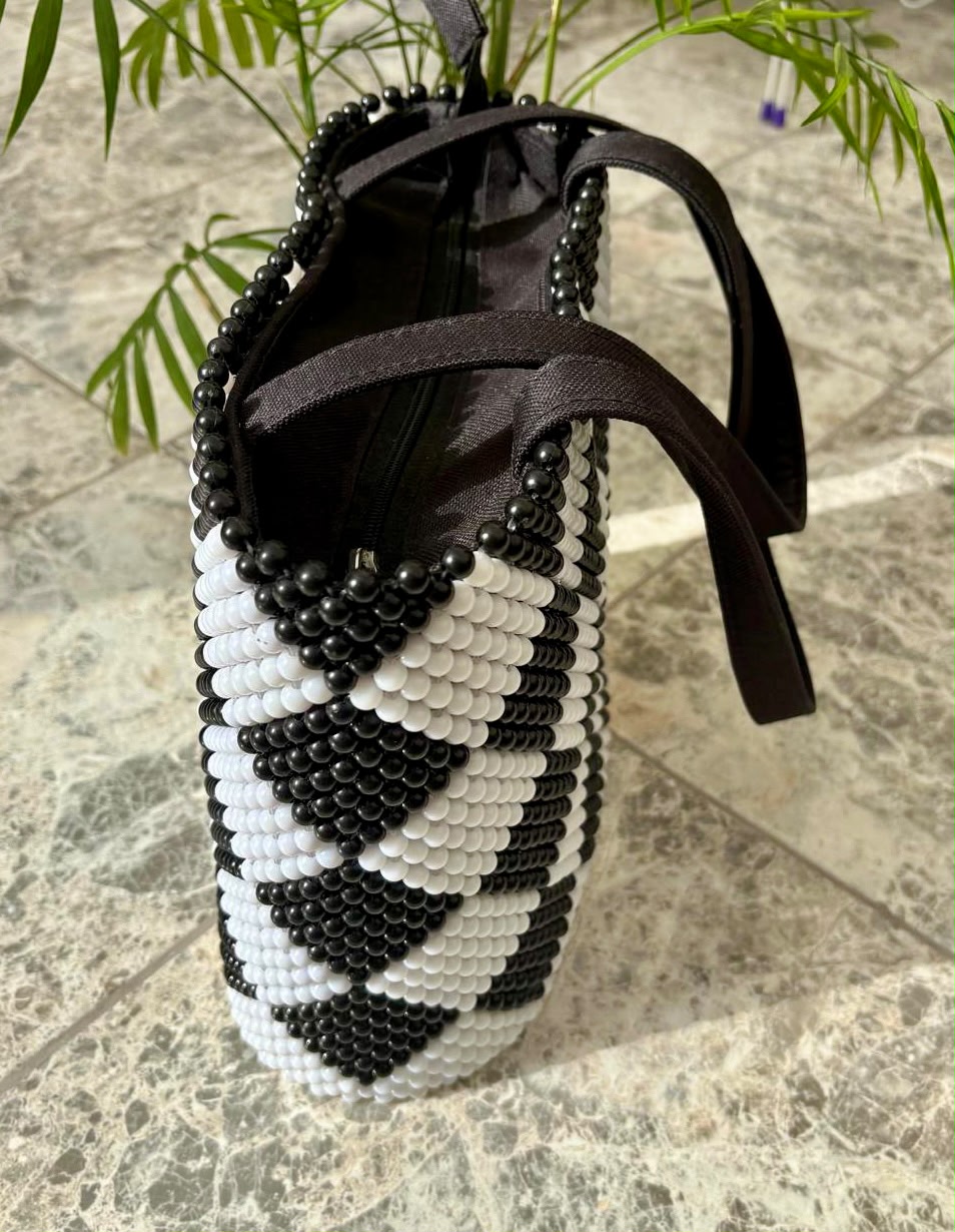 Black & White Beaded Bag