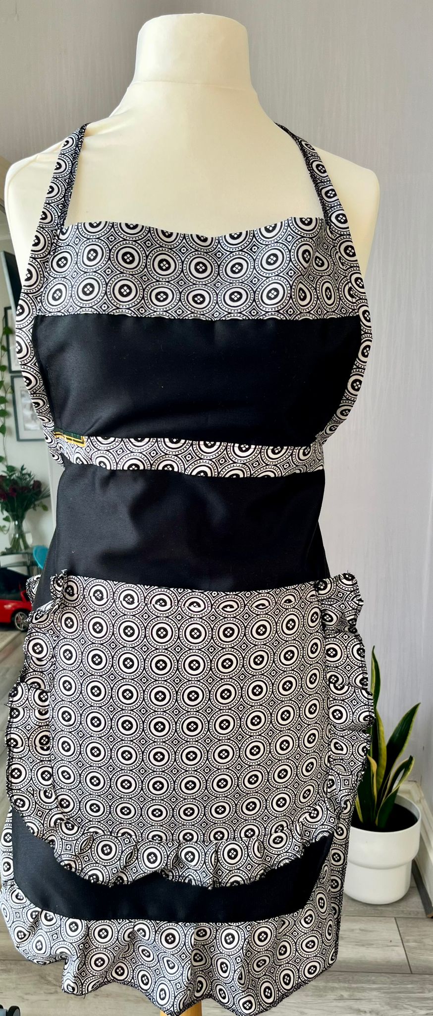 Monochrome Black & White Ruffle Apron