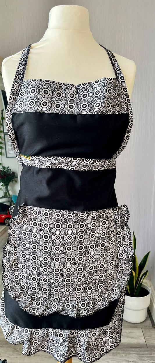 Monochrome Black & White Ruffle Apron